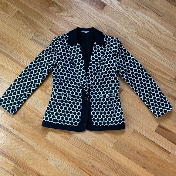 Anthropologie textured black & white polka dot blazer - Picture 1 of 7